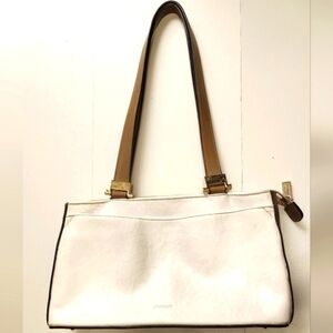 Vintage Mondani New York White and Camel Shoulder Bag